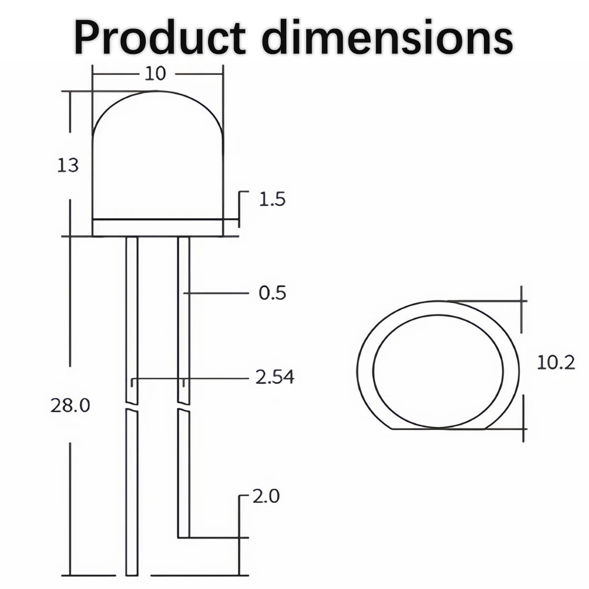 F10/10mm Rambut Merah Atas Bulat Merah, Rambut Biru Biru, Rambut Hijau Hijau, Rambut Kuning LED Kaki Panjang Kuning