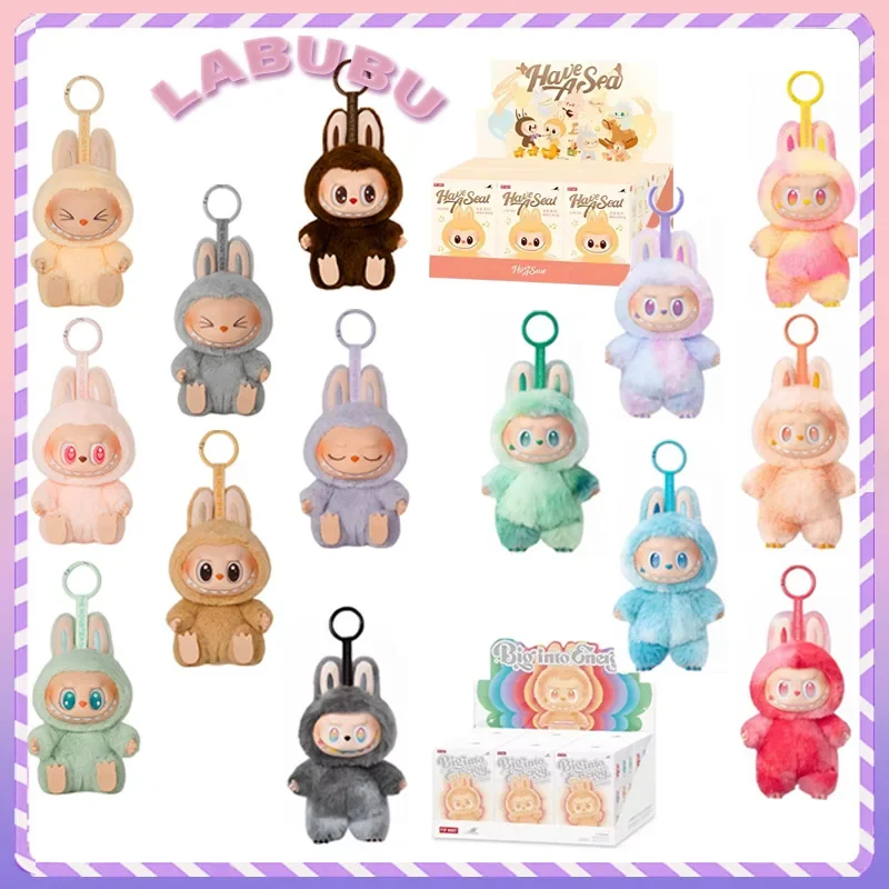 

Anime Figure For Labubu Blind Box Have A Seat Series Pendant Flocking Model Toy Kawaii Monster Replica Keychain Gifts