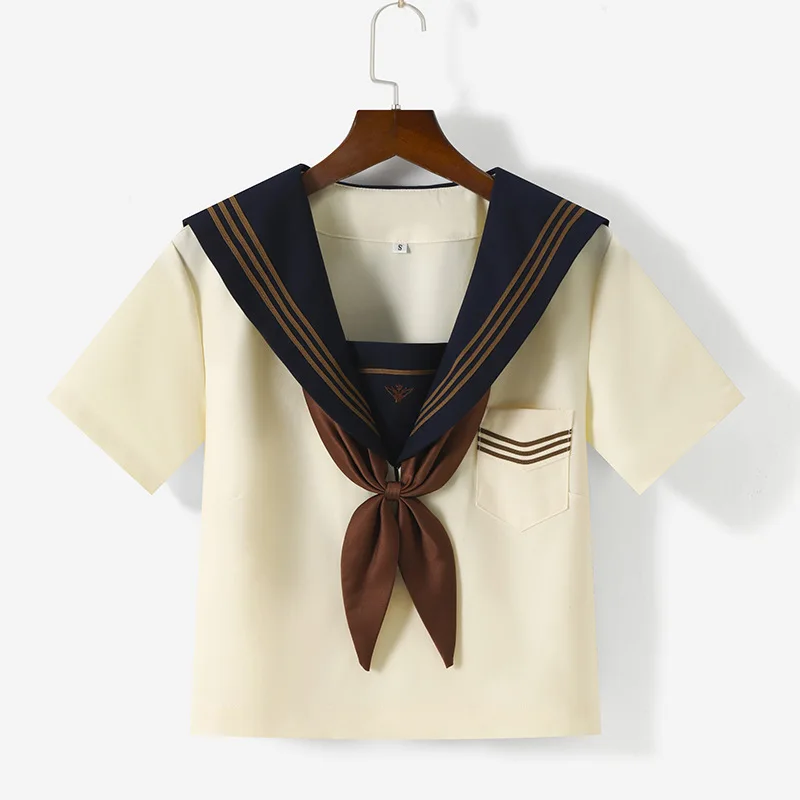 Uniformes escolares japoneses de Anime COS Sailor Suit Jk, uniforme de escuela media universitaria para niñas, disfraz amarillo claro para estudiantes