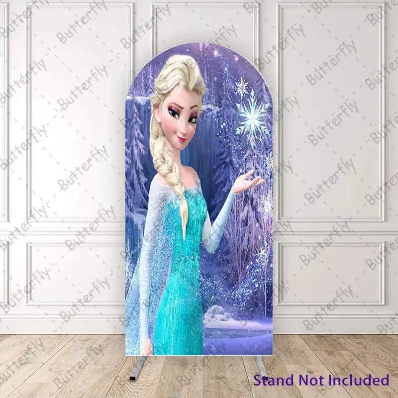 

Snow Forest Elsa Ice And Snow Magic Custom Frozen Disney Princess Arch Backdrop Cover Girls Birthday Party Background Decoration