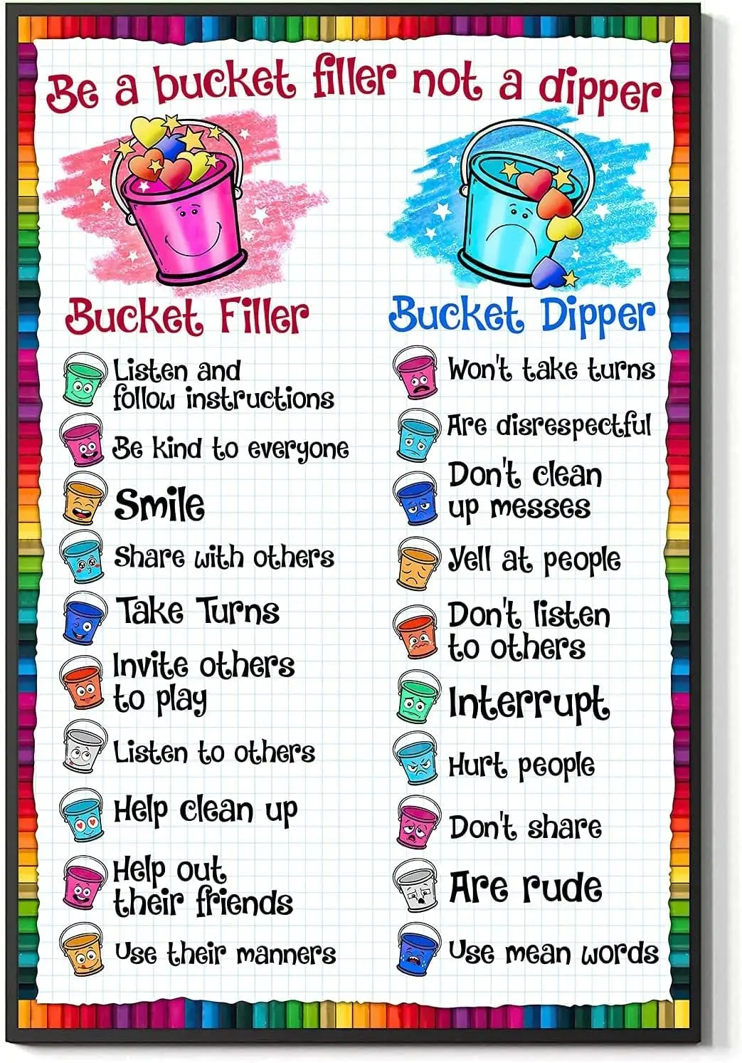 Bucket Filler Metal Tin Signs Be A Bucket Filler Not A Dipper Posters Preschool Education Plaque Decorations Home Classroom sign