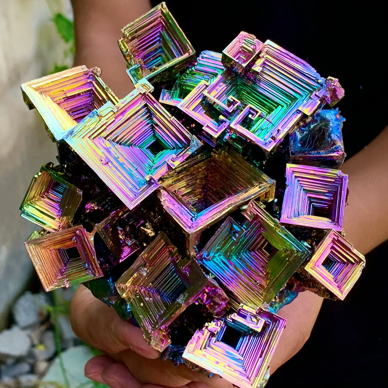 Bismuth Crystals Bismuth Bi Metal Crystal Rainbow Bright Metal Mineral Block Hole Office Degaussing Ornaments