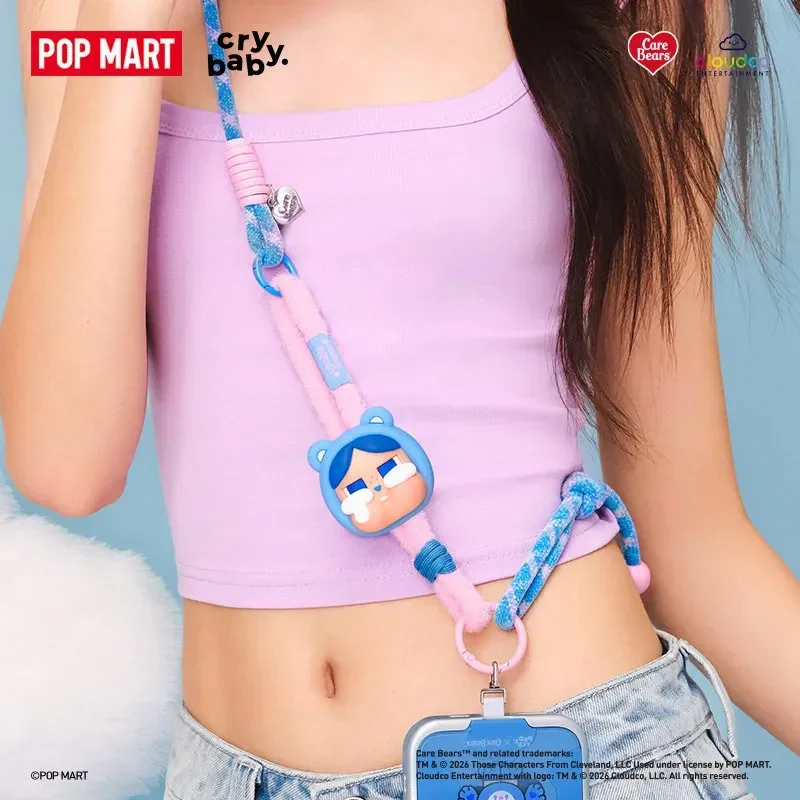 POP MART CRYBABY Care Bears Series Long Lanyard Mystery Box Genuine Blind Box Guess Toys Bag Ornament Figurines Home Decor