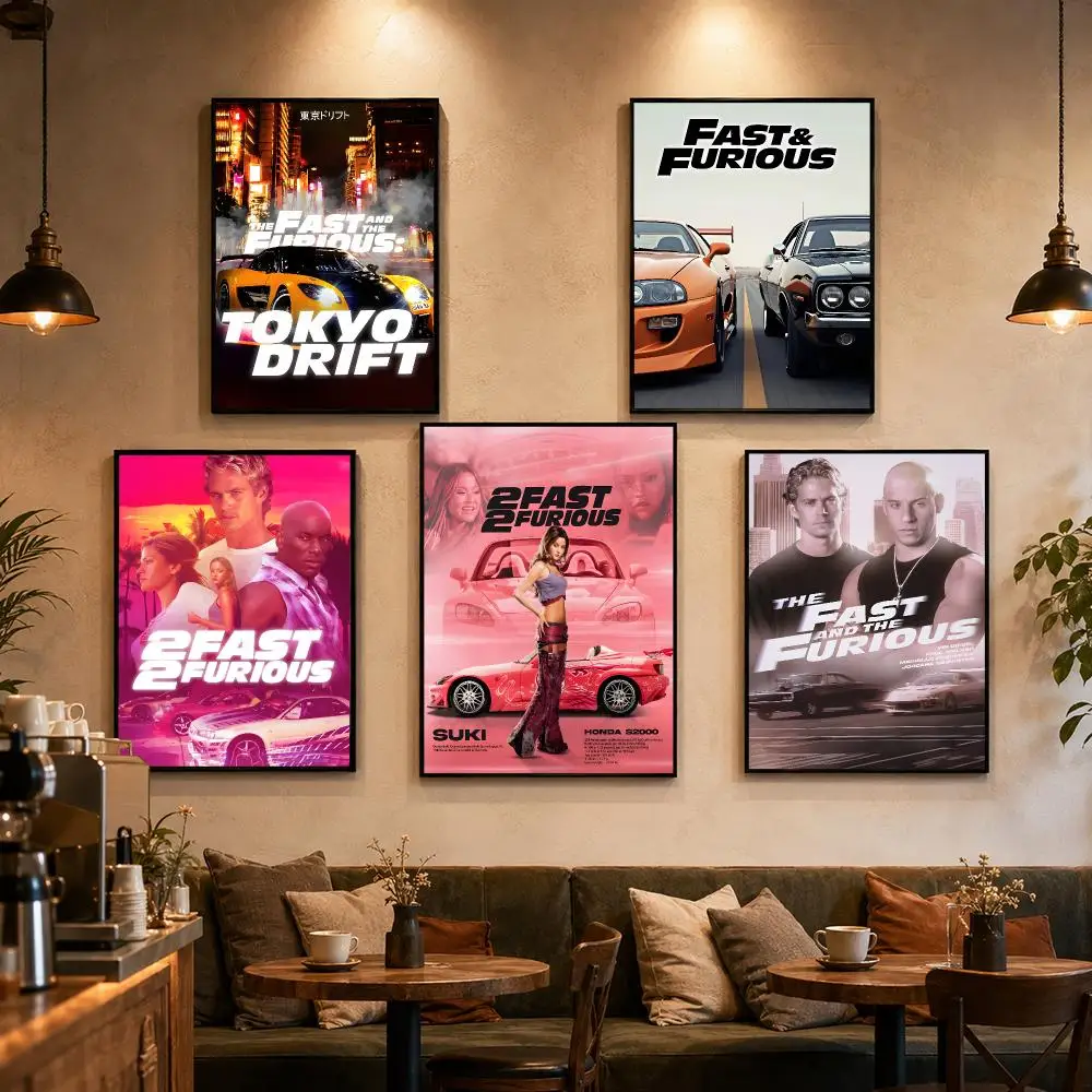 2 F-Fast 2 Furious Film Poster Self-adhesive Art Waterproof Paper Sticker Coffee House Bar Dorm Room Wall Decor