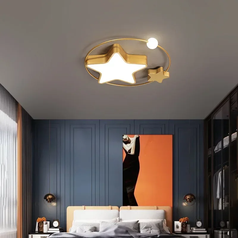 Modern Gold LED Star Ceiling Lights for Bedroom Living Dining Study Kid Room Kitchen Corridor Nursery Home Indoor Decoration