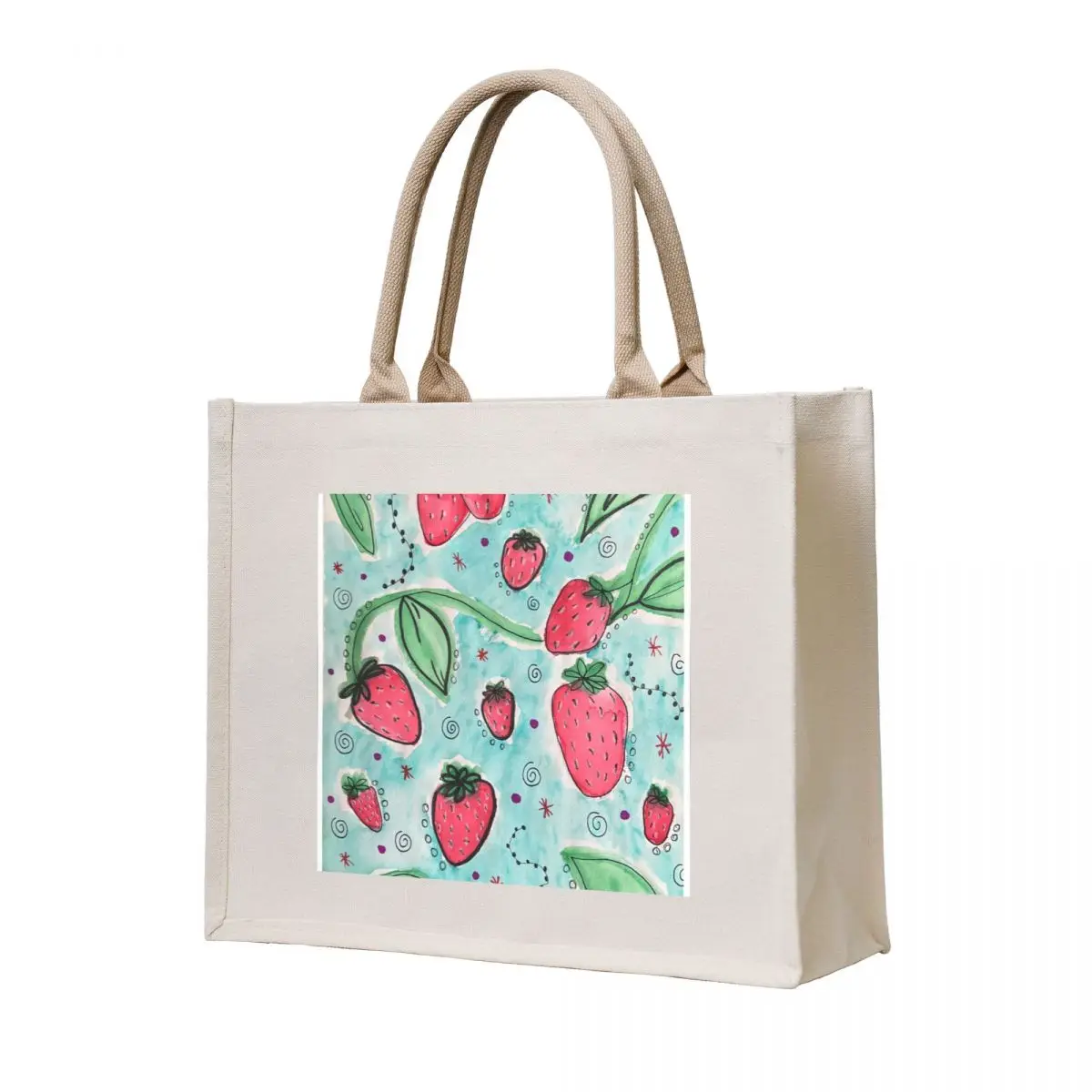 

Strawberry Watercolors Tote Bag female bag Shopper handbag bags woman 2025 canvas tote bags
