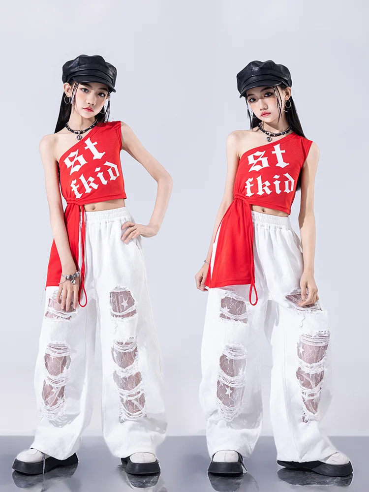 Hip Hop Girls Clothes Kpop Jazz Dance Stage Costumes Black Tank Top Baggy Pants Catwalk Show Outfit Cool Street Dance Wear