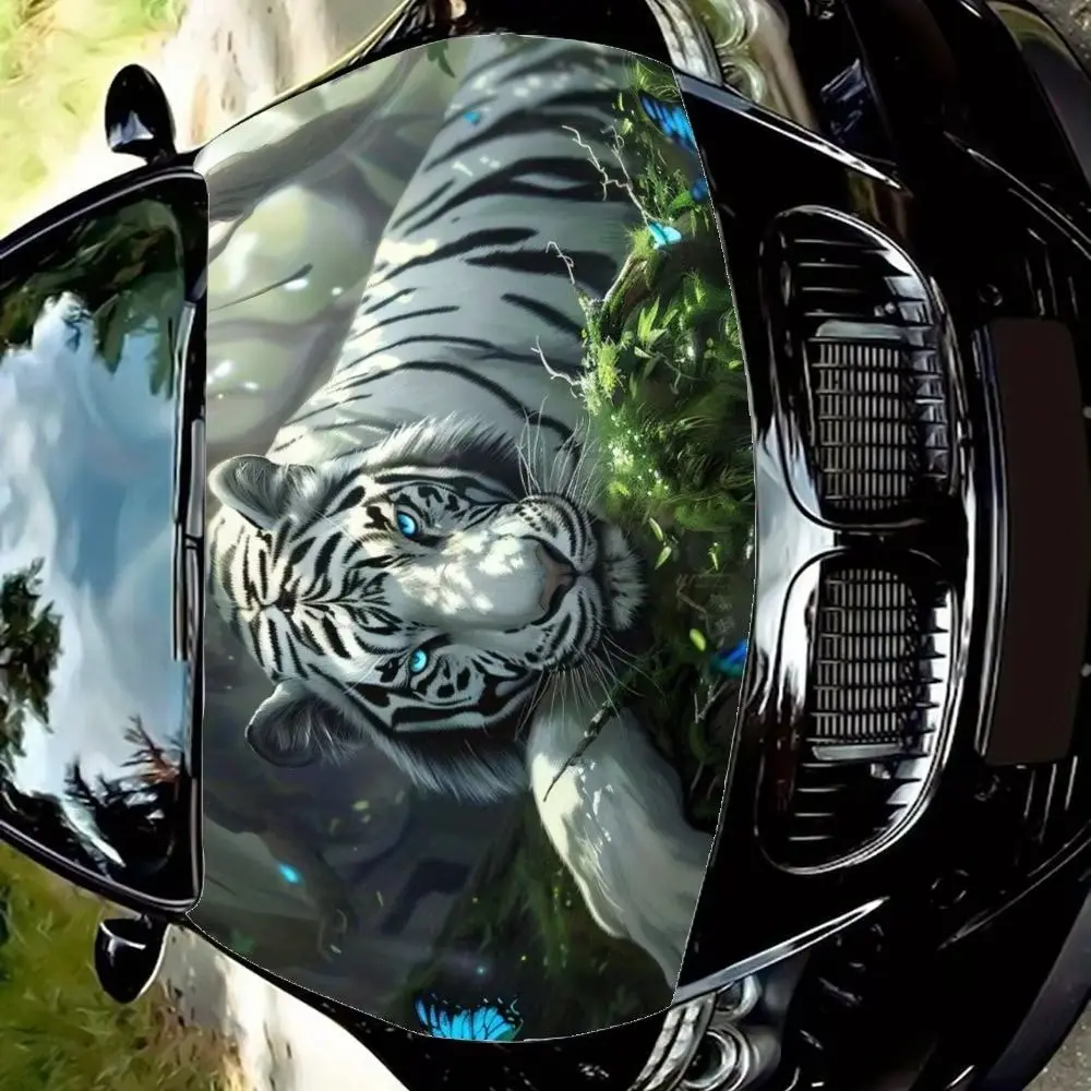 

Forest White Tiger Car Hood Decal,Self-Adhesive Waterproof PVC hood Sticker,Decor Scratch Resistant Protect,Auto Accessories