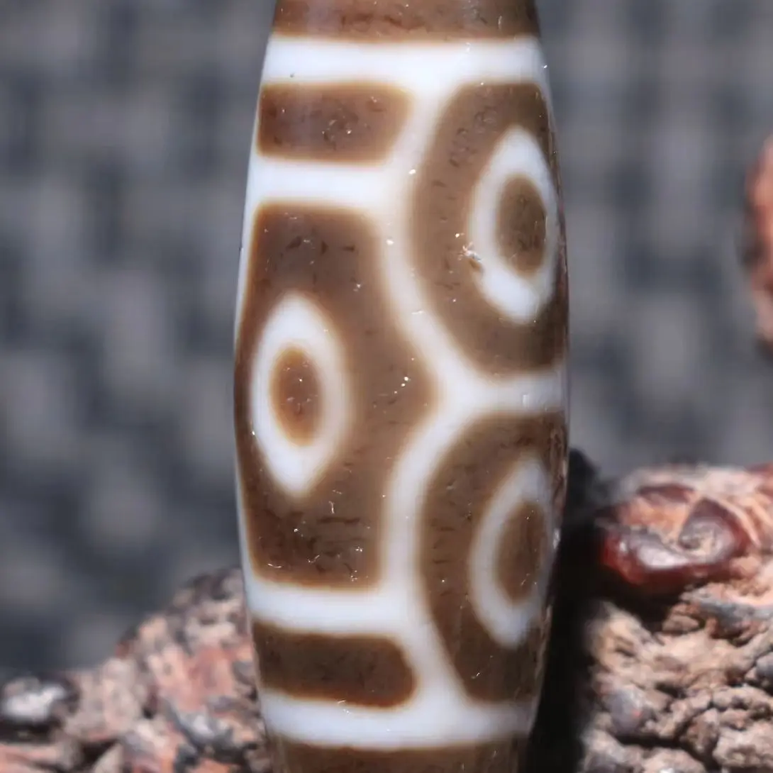 

CONGXINZAI1005009037751106 Tibetan old Agate Oily Patina 6 Dragon Eyed Master dZi Bead Amulet Fit For Bracelet Amulet