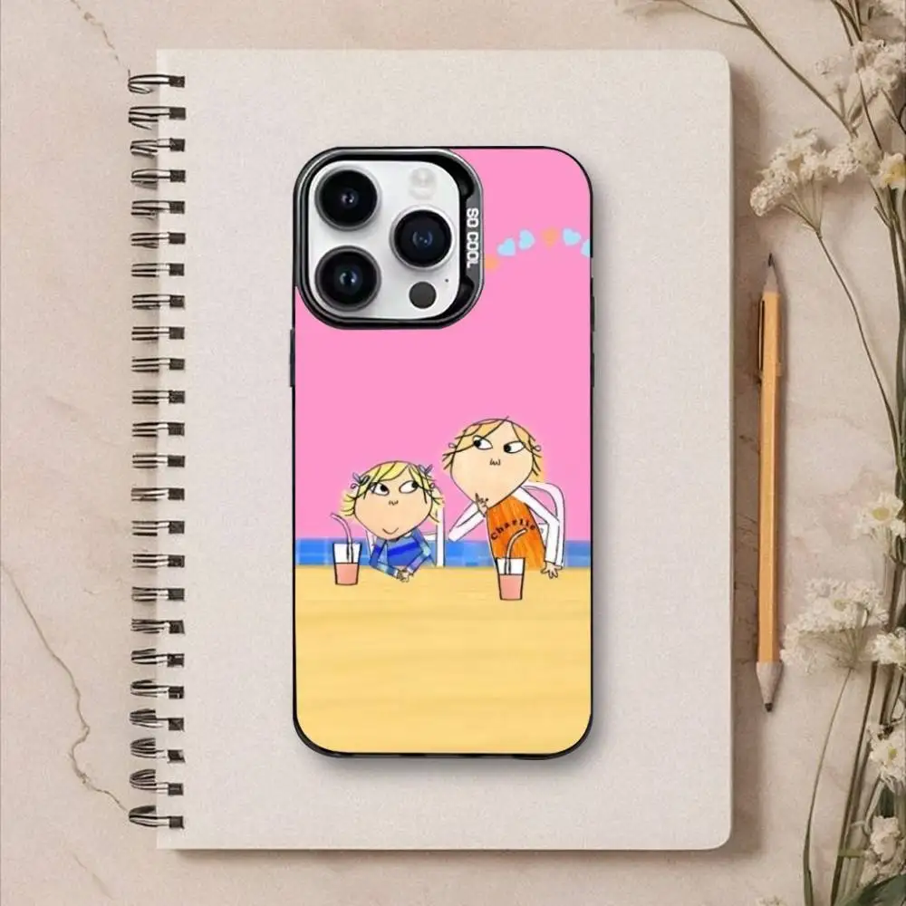 C-Charlie And L-Lola Anime  Phone Case For iPhone17,16,15,14,13,12,Pro Max Black Colorful Phone case