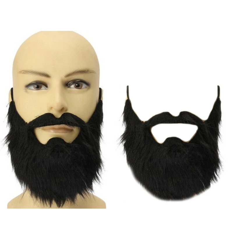 Black Fake Beard Costume Halloween Mustache Hair Disguise Accessories