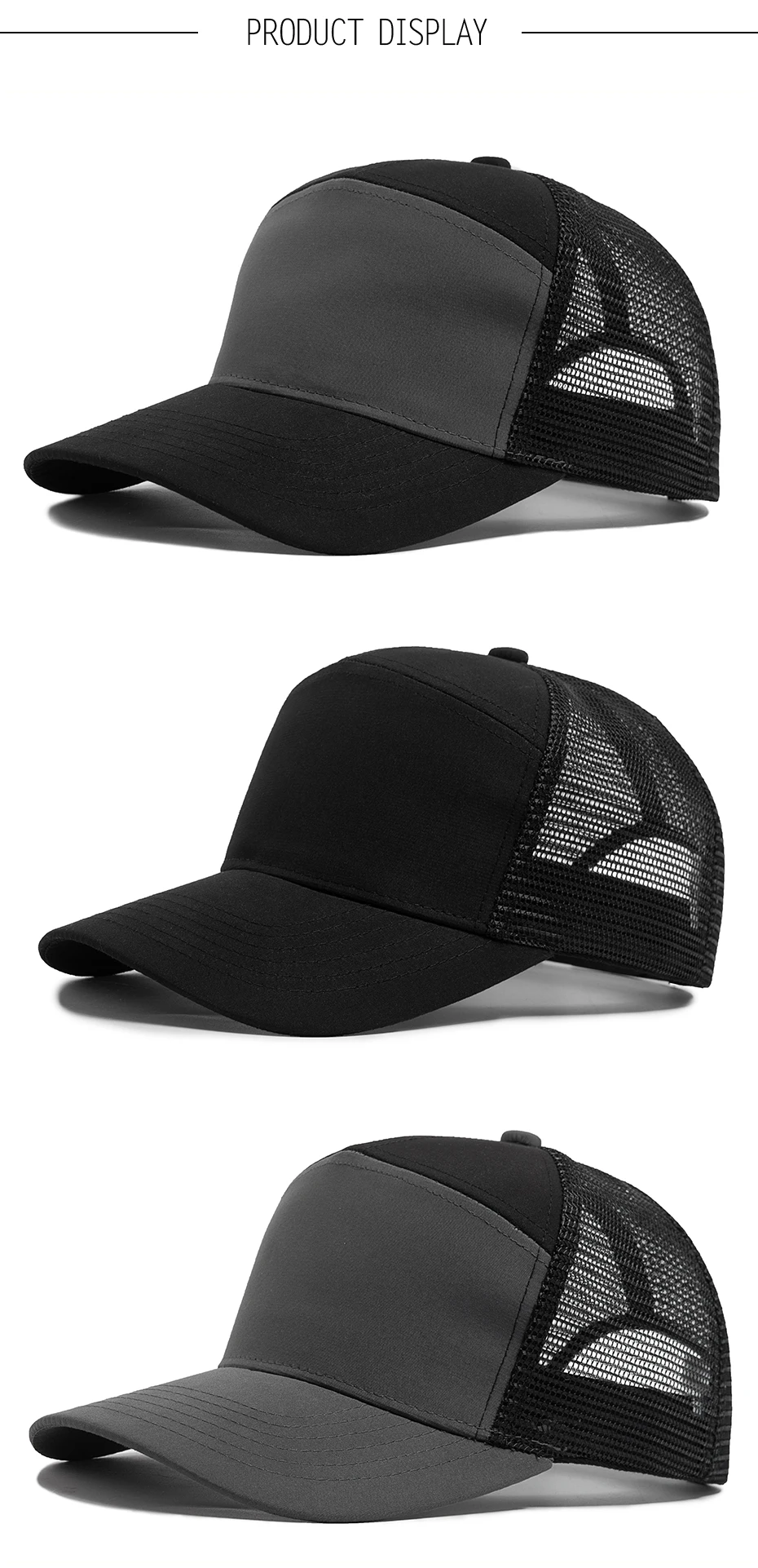 Sommer 7-Panel-Baseballmütze, modische Hip-Hop-Mesh-Kappen, Herren, Trucker-Mütze, Visier, Hardtop, Snapback, Damen, Unisex, coole neue Marke – Detail 4