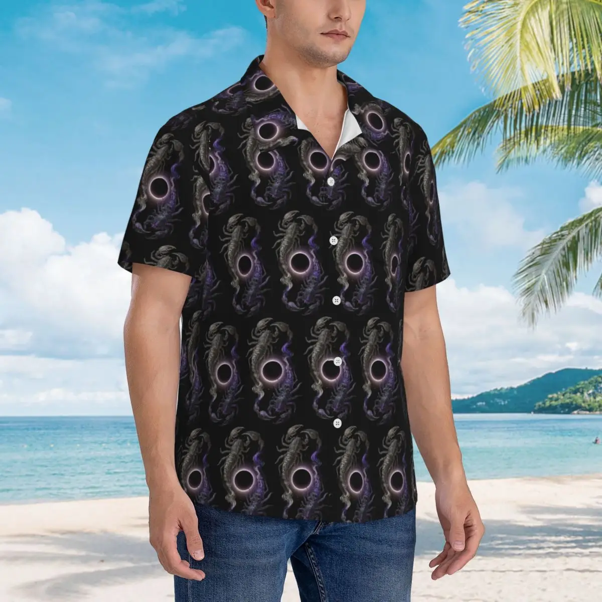 

Scorpio Zodiac Hawaiian Shirts Casual Men Short Sleeve Shirt for Summer Beach Men's Lapel Tops