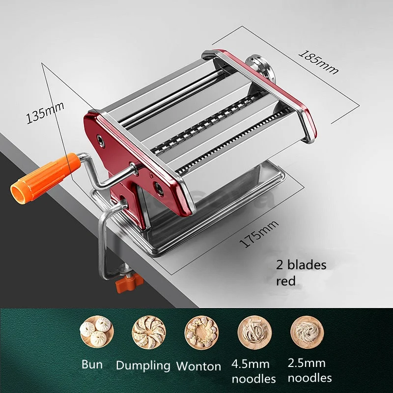 Máquina de macarrão familiar pequena multifuncional imprensa de massa manual mecanismo de rolamento automático bolinho wonton pele máquina