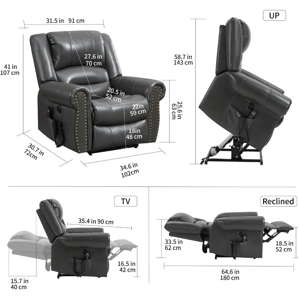 Dual Motor Lift Chairs Recliners for Elderly, Lay Flat Electric Lift Chair with Massage and Heat, Infinite Position