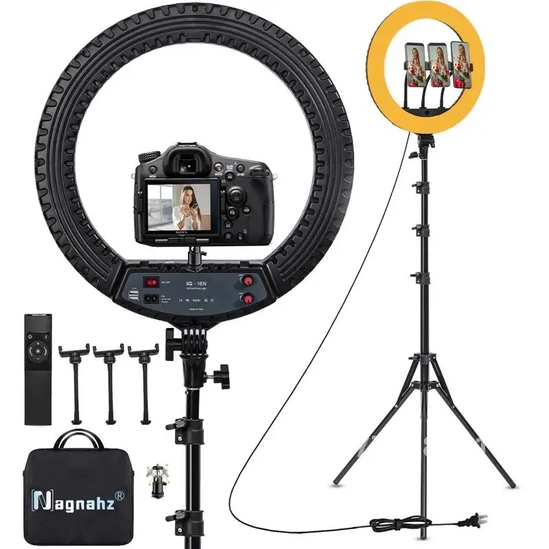 18 inch Ring Light with Tripod Stand 55W 3000-5800K CRI 90 Photo Studio Light for Vlog Video Shooting Makeup Selfie Ring Light