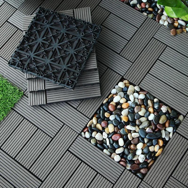 WPC Interlocking Deck Tiles Outdoor Wood Plastic Composite Patio Flooring DIY Balcony Terrace Anti Slip Waterproof Eco