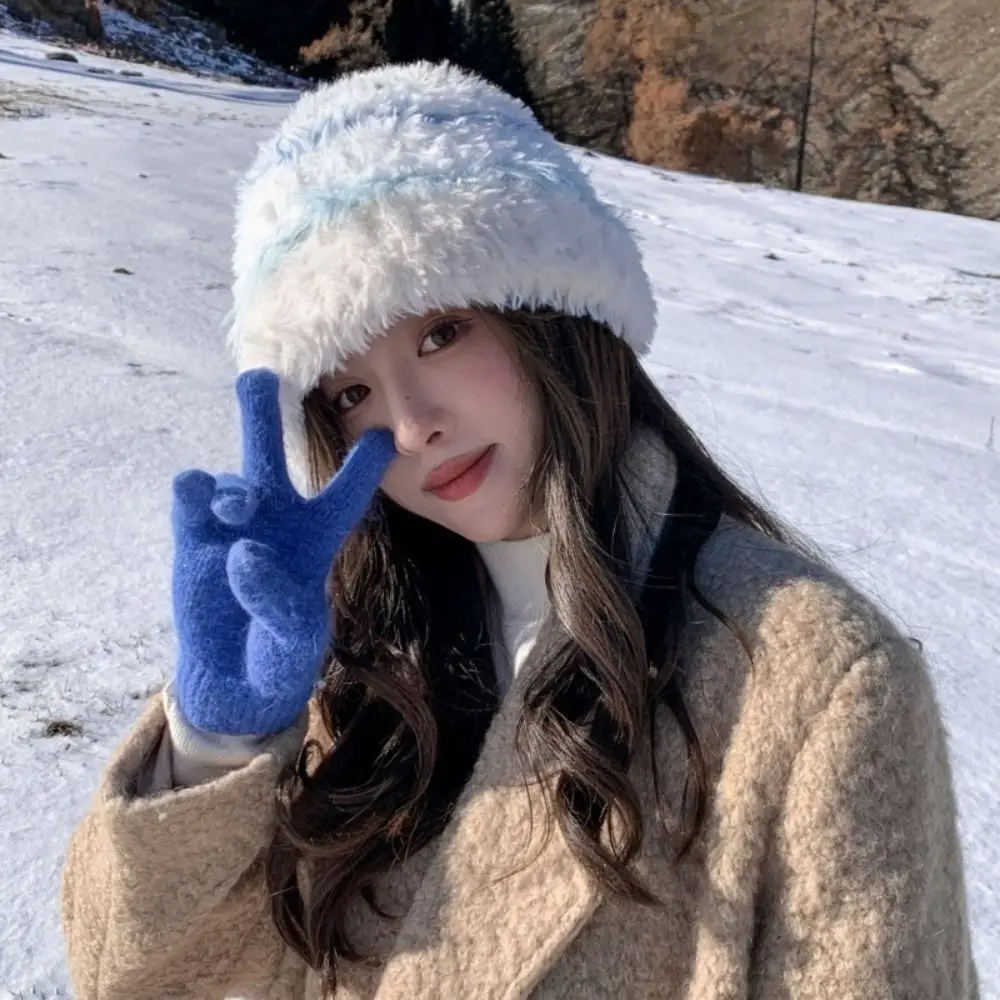 Fashion Faux Fur Bucket Hat Cold Protection Ear Protection Ear Flap Hat Korean Style Thick Warm Pull On Cap Autumn Winter Wear
