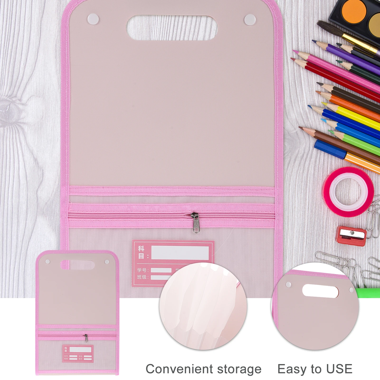

A4 Pink File ganizer Dividers for Students Lightweight Accordion File Folders PP able Folder Storage Solution