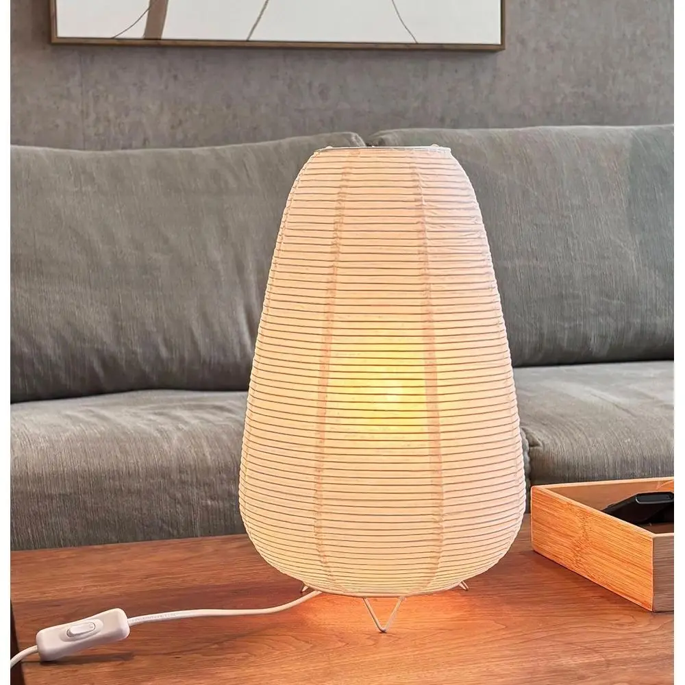 Lámpara de Mesa de Papel de Arroz Japonés JjTavwi, Lámpara de Escritorio o para Dormitorio/Estudio, Estilo Wabi-Sabi