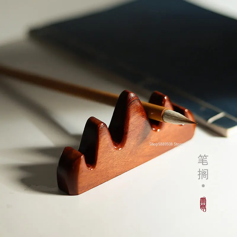 Solid Wood Pen Stand, Brush Stand, Pen Hanging, Ink Stone Base, Calligraphy Painting Four Treasures, Art Raw Paperweight