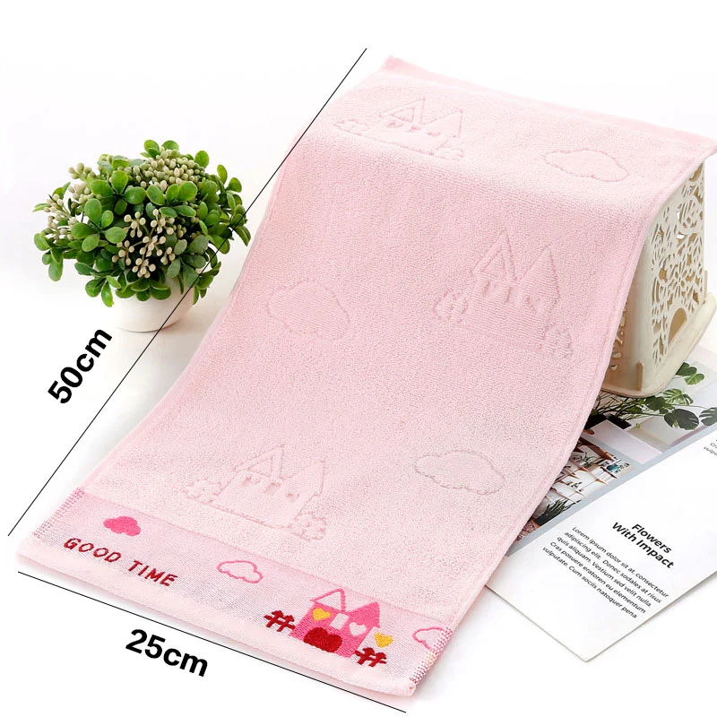 Pure Cotton Children’s Towel 2 Styles Soft and Absorbent Baby Children’s Student Face Wash Towel Cotton Baby Kindergarten Towel