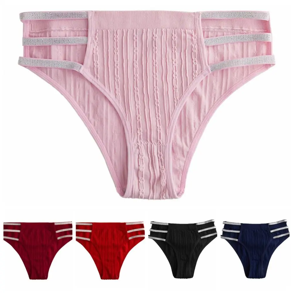 Doce meados de cintura prata fina cinto calcinha de algodão virilha roupa interior oco para fora tanga cor sólida cuecas femininas lingerie