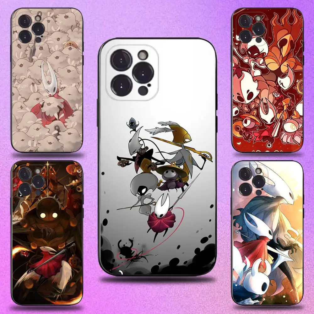 

H-Hollow Knight S-SilksongS Phone Case For iPhone 17,16,15,14,13,12,Pro,Max,Plus,E,SE4,Air,Mini Black Soft Cover