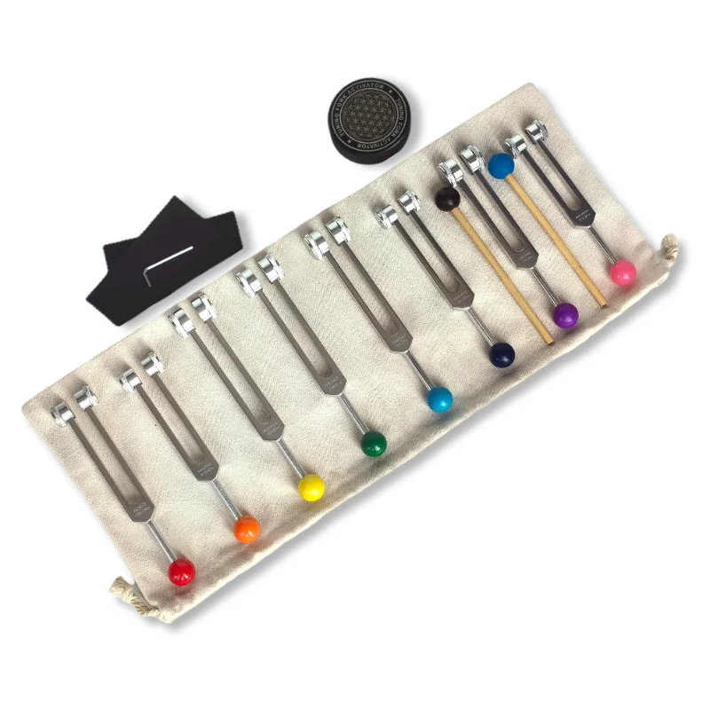 

Eight set tuning forks 126.22 136.1 141.27 172.06 194.18 Activation block with massage ball