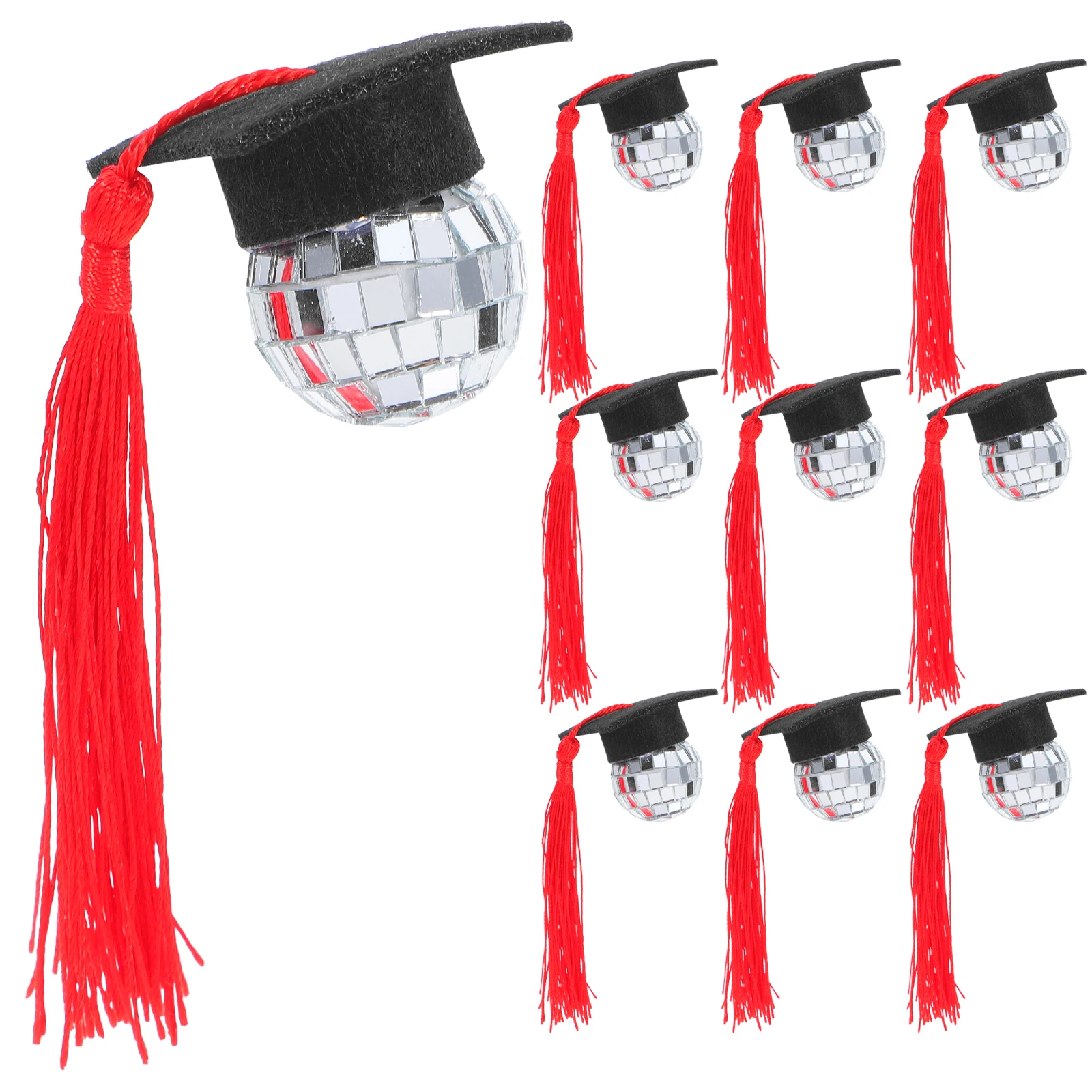 

10 Pcs Graduation Hat Disco Cap Decorations Cupcake Topper Chocolate Mini Foam Bride