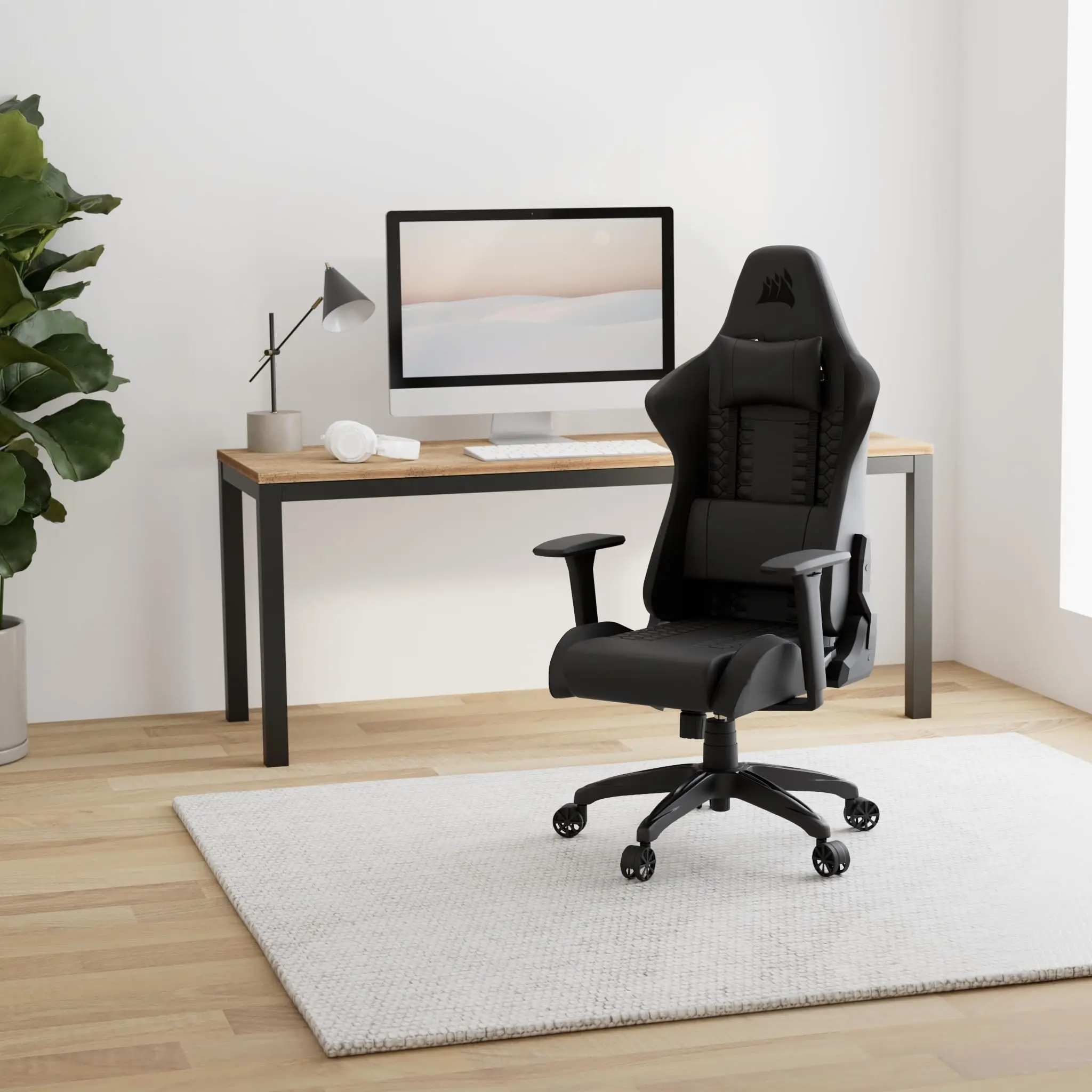 TC100 Relaxed Gaming Chair  Leatherette  Racing-Inspired Design  Lumbar Pillow  Detachable Memory Foam Neck Pillow