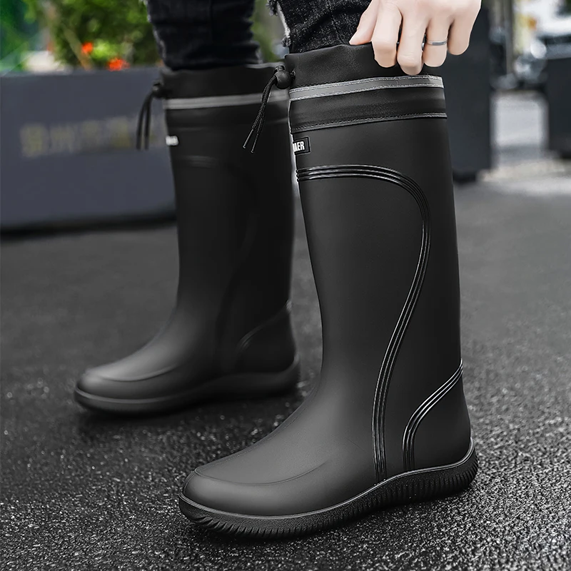 Zapatos de lluvia impermeables para hombre, botas impermeables para las cuatro estaciones, suelas suaves, antideslizantes, cómodas, para trabajo al aire libre