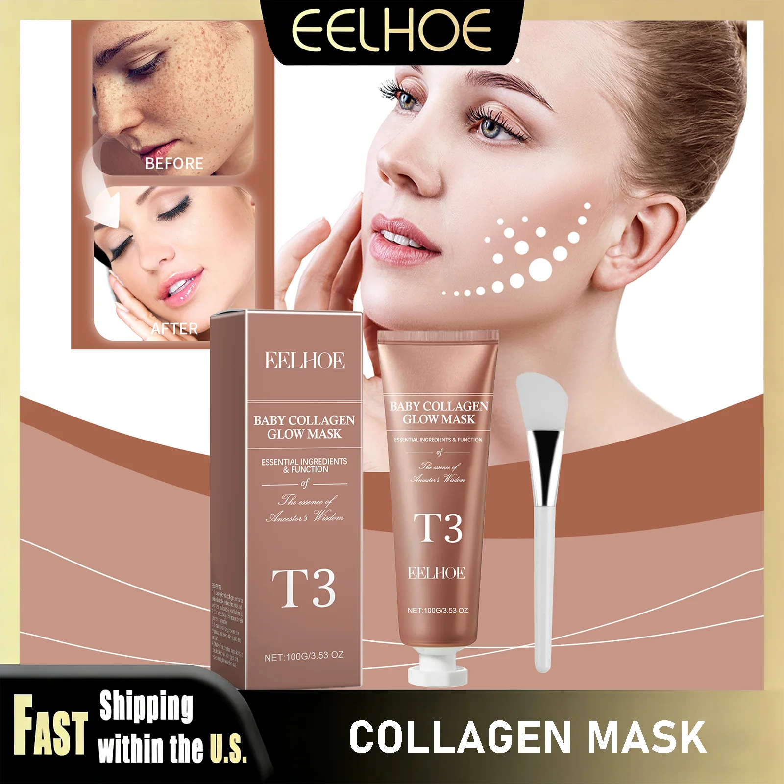 

Набор корейских ночных масок EELHOE Collagen Overnight Wrapping Peel Off с карбомером для глубокого увлажнения кожи лица