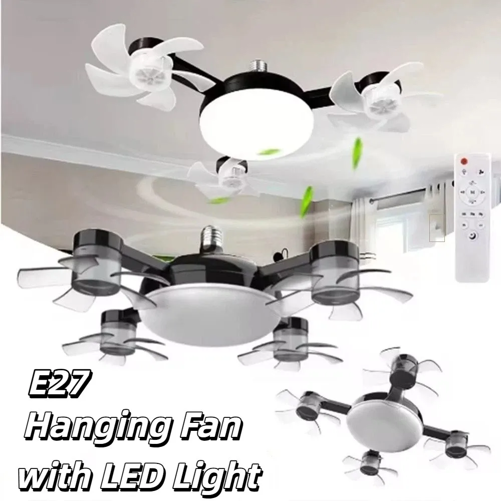 

Simple 2 in 1 Ceiling Fan 3 Gears Dimming Energy Saving Electric Cordless Fan Quiet Remote Control Ceiling Lamp Office