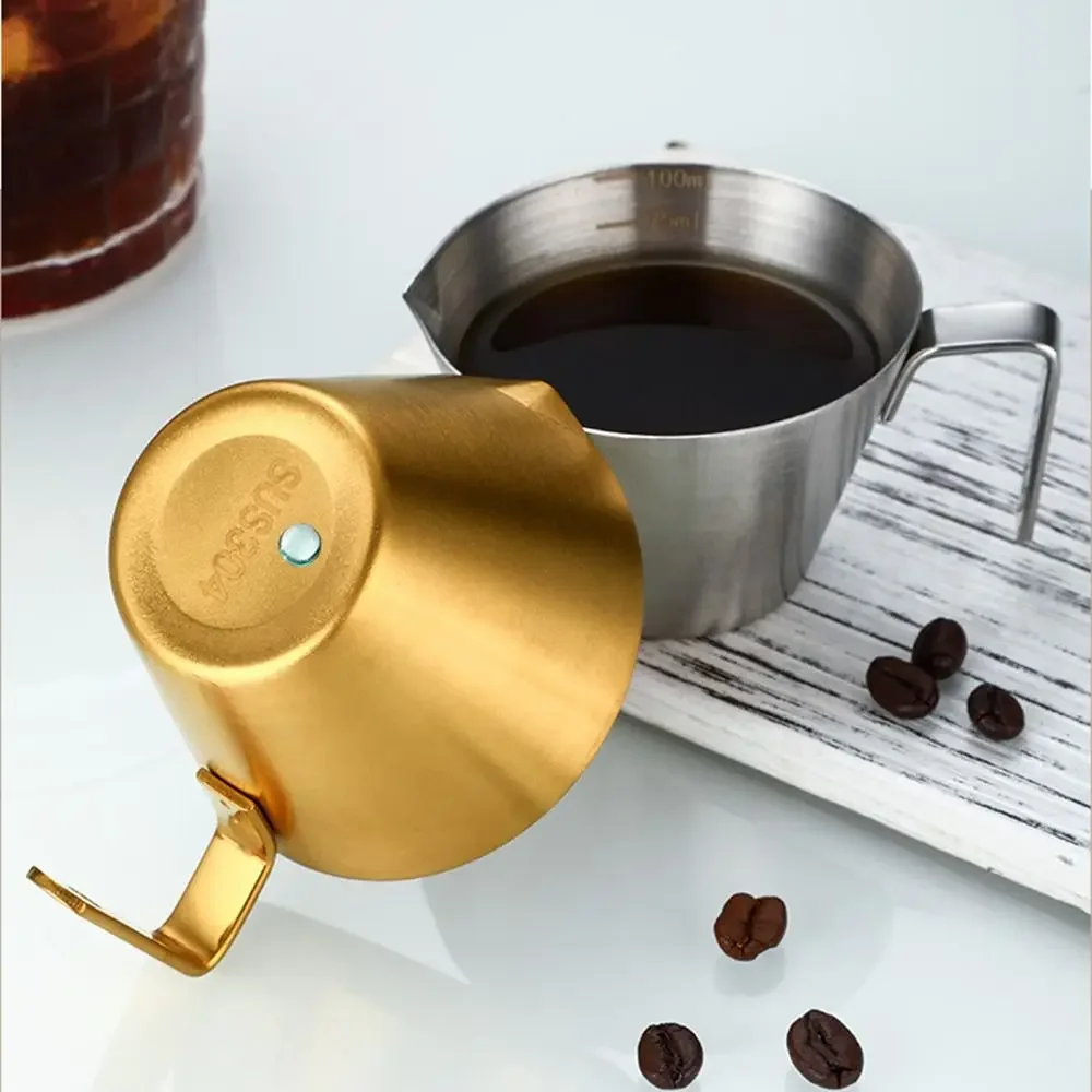 Kaffee-Extraktionsbecher aus Edelstahl 304, mit Skala, kleiner Milchlöffel, Herstellung von Becher, Espresso-Messbecher, Küchenutensilien-Becher – Detail 8