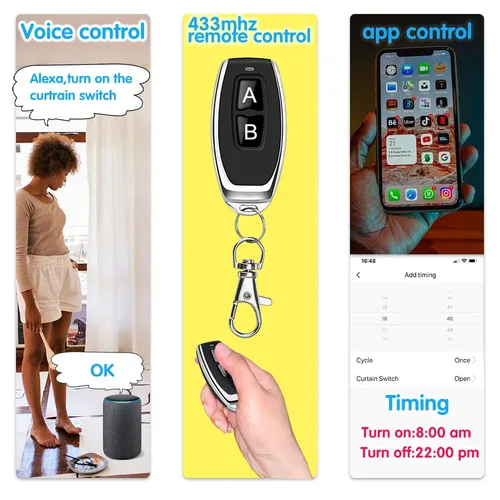 Imagen 2 del producto Tuya WiFi RF interruptor DC 12V 24V 2 canales relé de contacto seco transmisor de Control remoto inalámbrico 50m funciona con Google Assist, Alexa