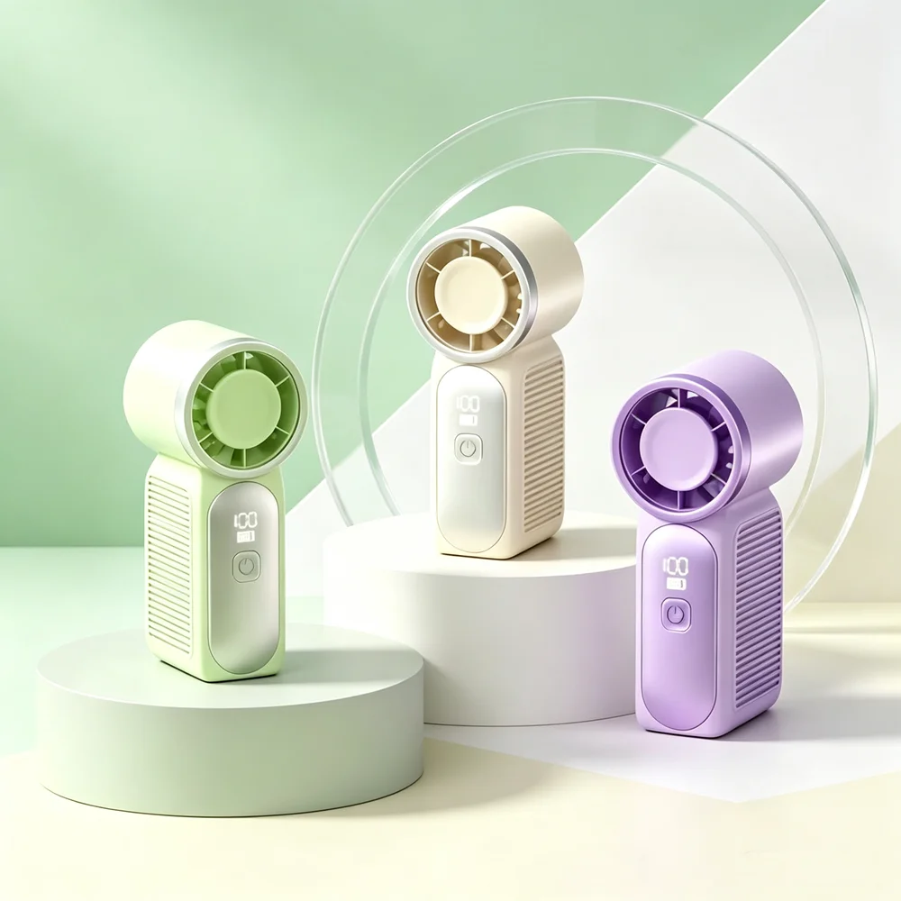High Speed Handheld Mini Fan Portable Handheld 5 Speed Adjust Type C Rechargeable Fan Digital Display Desktop Fan Outdoor