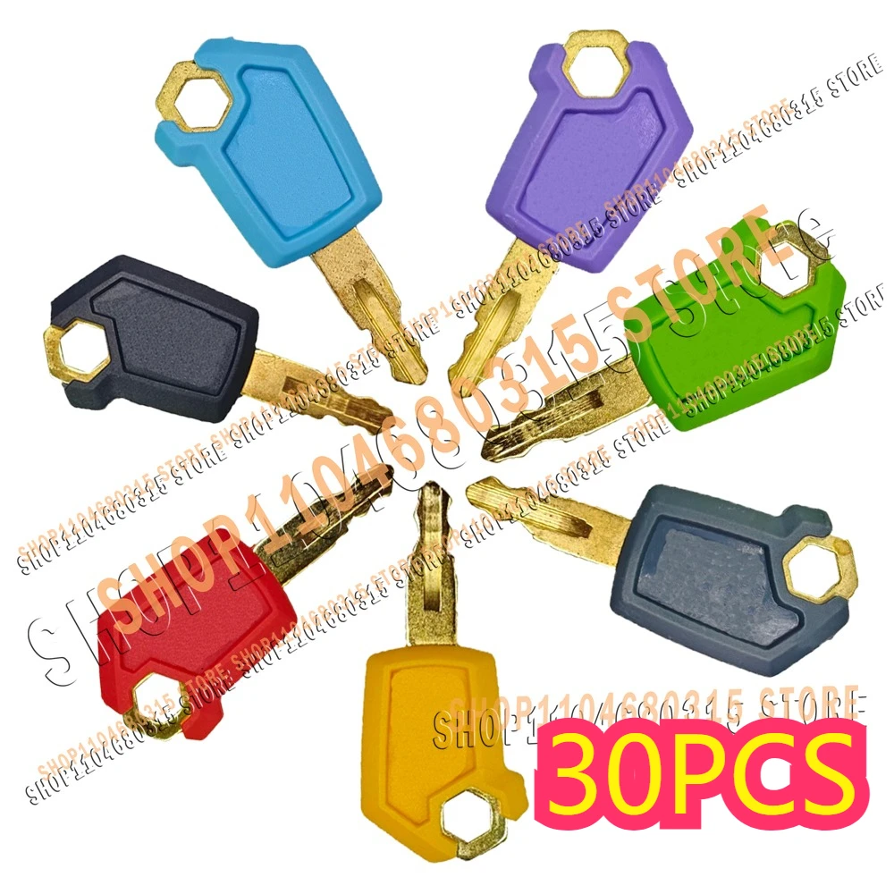 30pcs Key 5P8500 8H5306 Heavy Equipment Ignition Loader Excavator Dozer Metal & Plastic Black/Grey/Purple/Red/Green/Blue/Yellow
