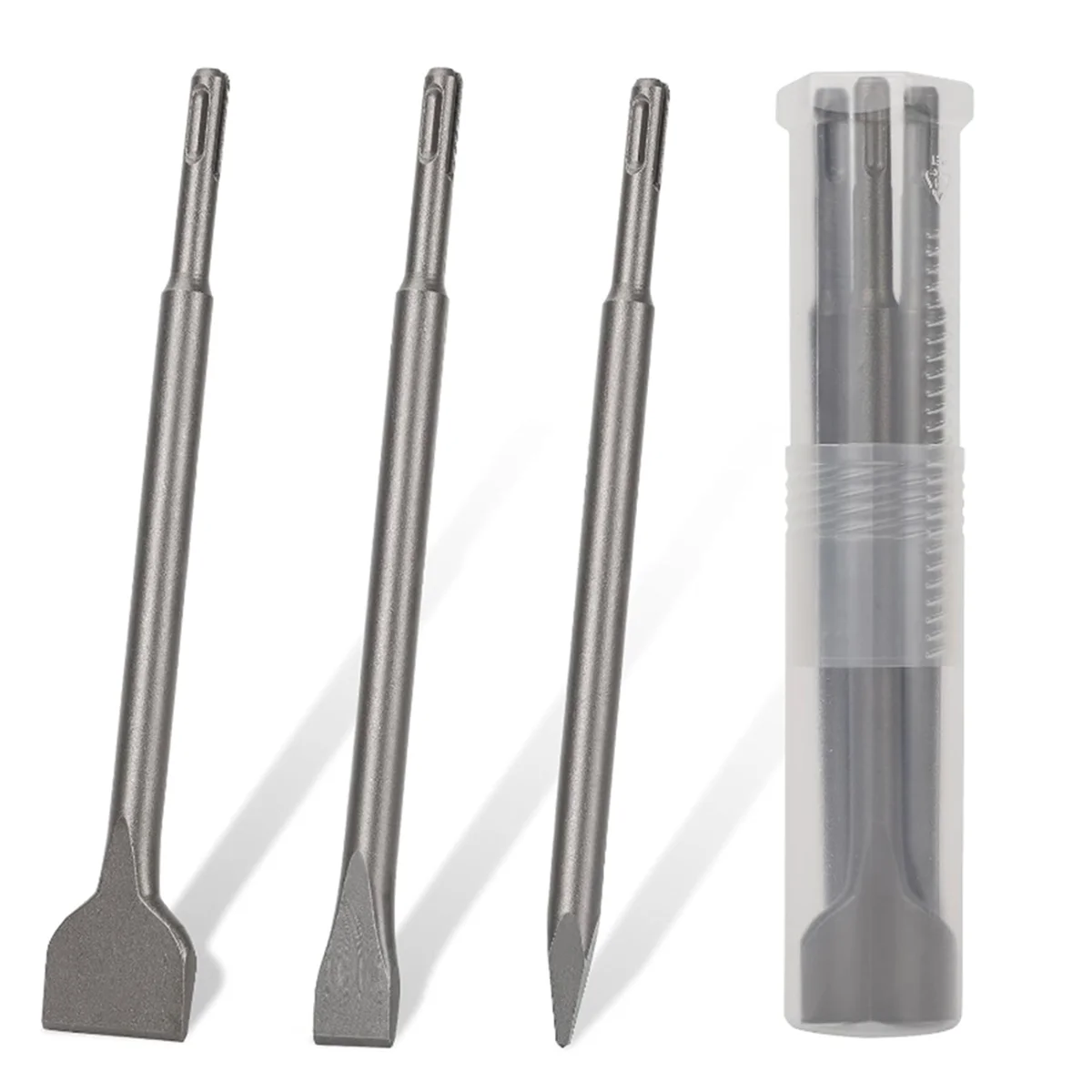 SDS-Plus Chisel Set for Rotary Hammer Drills, 3PC Masonry Concrete Drill Bit Set, Point Flat Scaling Chisels