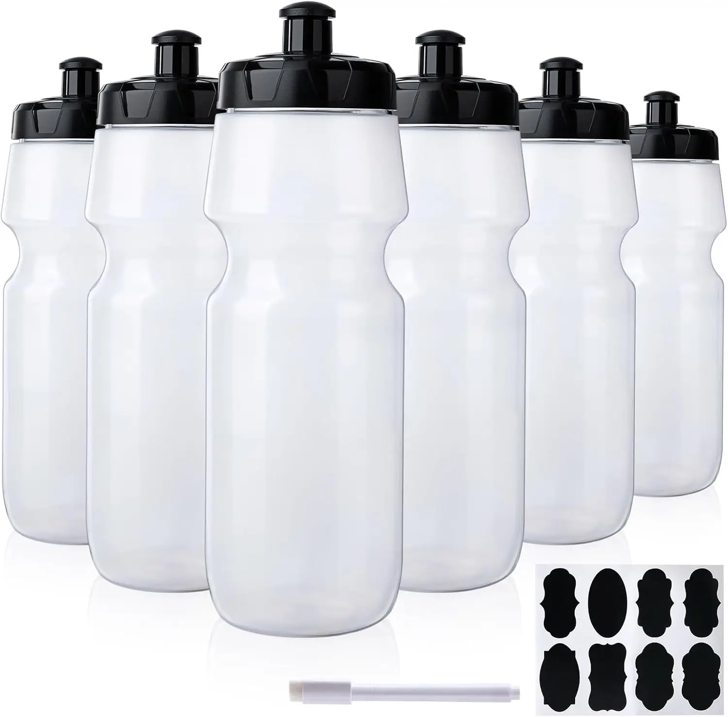 

Набор из 6 спортивных бутылок для воды объемом 25 унций, без BPA, с маркерными этикетками и ручкой, можно мыть в посудомоечной машине