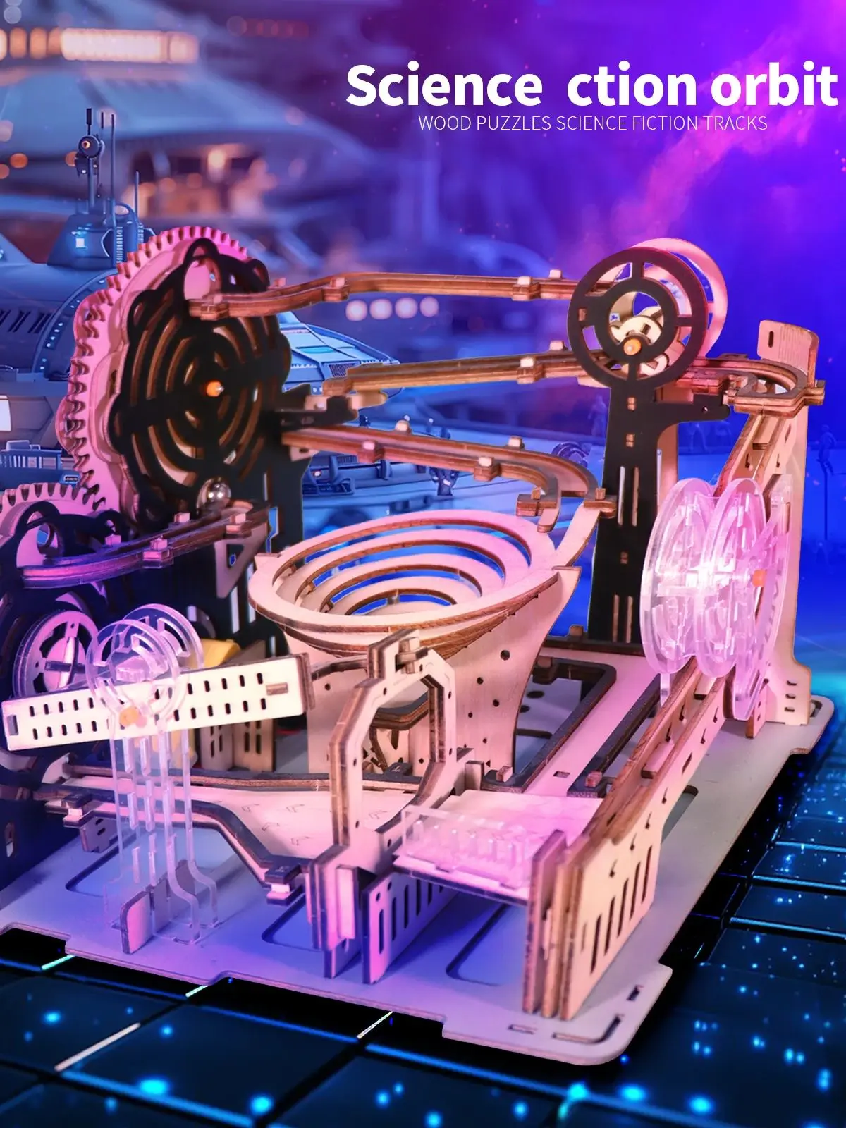 ألغاز خشبية كهربائية ثلاثية الأبعاد للبالغين، مجموعات نماذج تشغيل الرخام، ألغاز دعابة الدماغ، مشغولات يدوية الصنع، هدية عيد الميلاد أو الكريسماس #1