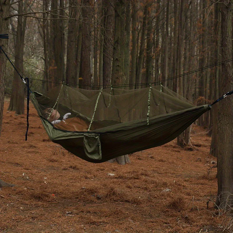 1pcs Nylon Anti-tipping Hammock with Mosquito Net Two-tone Outdoor Swing