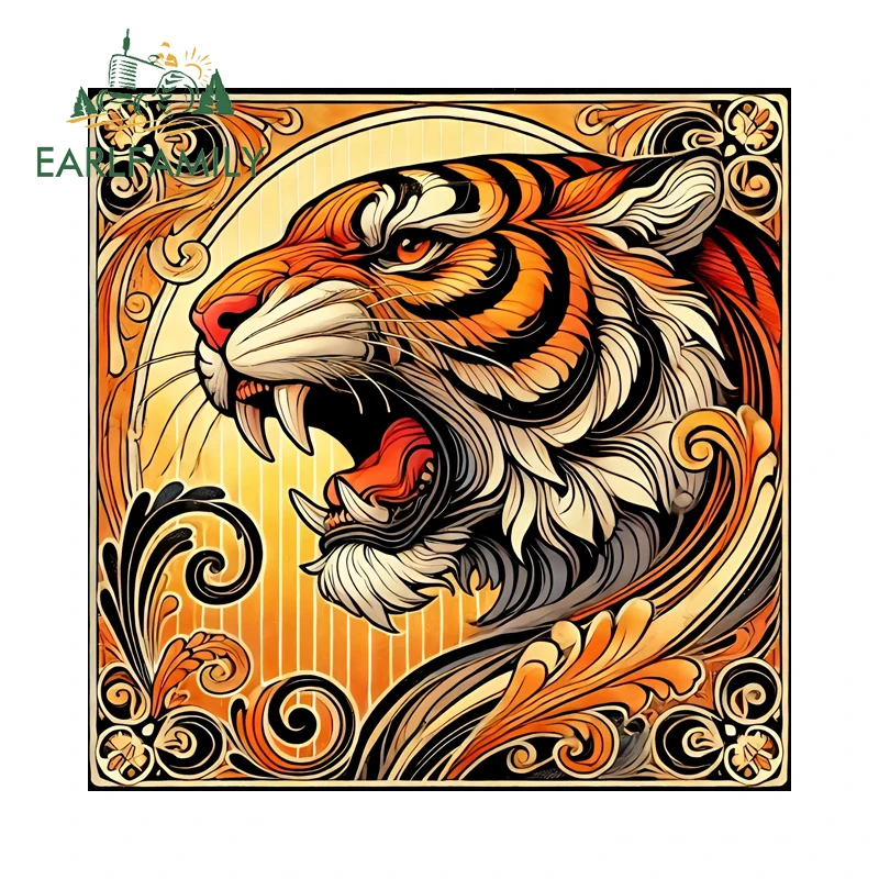 EARLFAMILY Powerful Tiger Head Graphics Car Stickers Colorful Cartoon Window Trunk Decals Amusing Waterproof Vinyl Car Goods