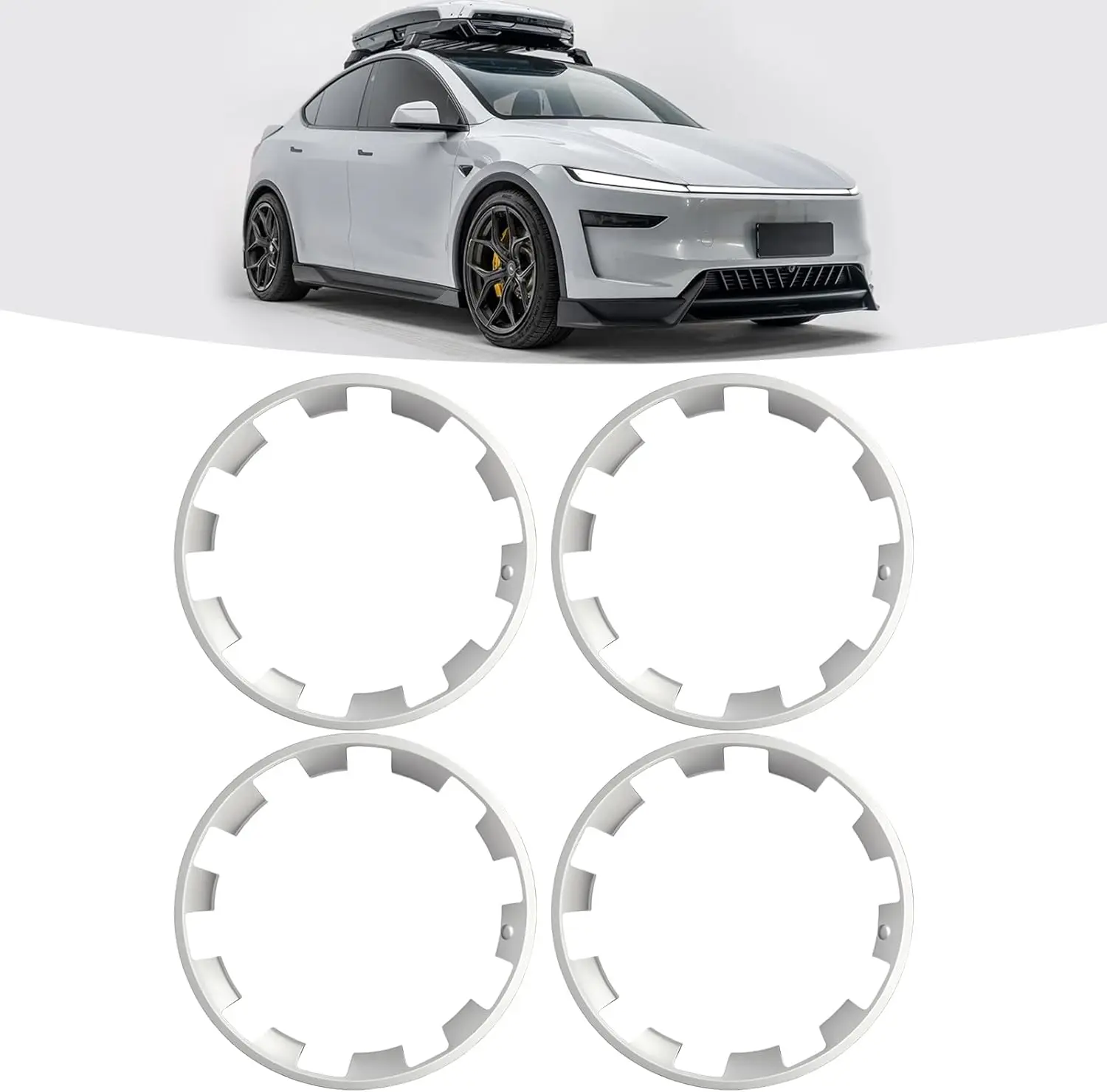

20-Inch Wheel Cover Compatible with 2025–2026 Tesla Model Y Protector Hubcap Rings, Silver ABS 4Pcs