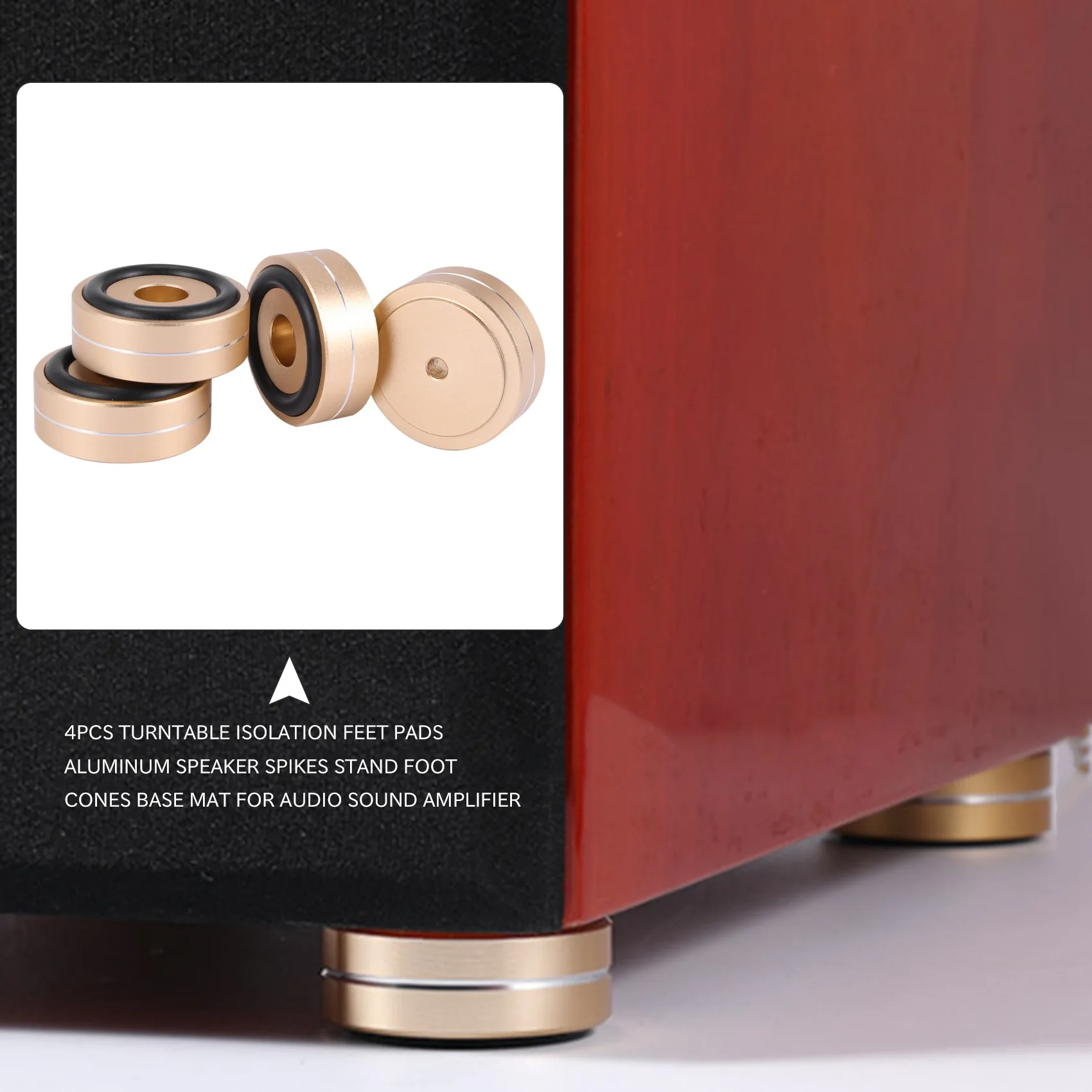 4 pçs plataforma giratória isolamento pés almofadas de alumínio alto-falante picos suporte pé cones base esteira para amplificador som áudio
