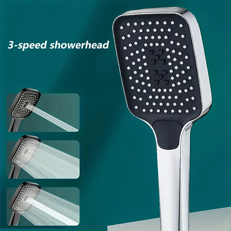 

Silver Large Area Shower Spray with 3 Adjustable Modes High-pressure Water-saving Flow Shower Faucet Bathroom Accessories