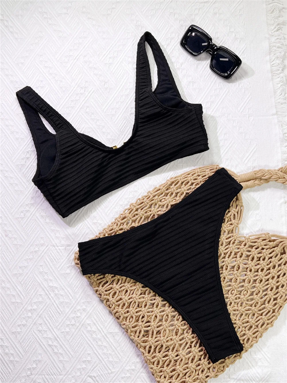 مثير الخامس سلك بيكيني الأسود Tankini قطعتين ملابس السباحة النساء رفع التضليع ملابس السباحة عطلة الاستحمام مايوهات الشاطئ الزي #2