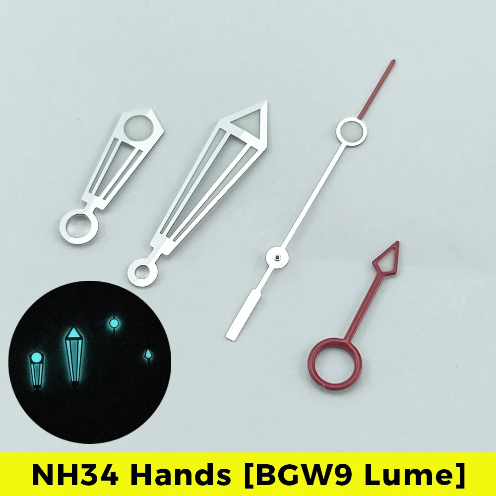 NEW Arrive GMT Watch Hands Set for NH34A Sea Master Style Watch 24H Hand Mods Super BGW9 Lume