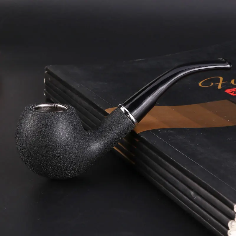 3 Devise  Frosted Smoking Pipe Black Resin Marbling Tobacco Pipe with Filter Smoking Accessories Men\'s Holiday GiftTool