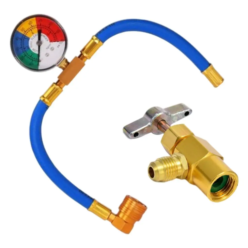 R134A Recharge Hose Kit Car AC Refrigerant Refilling Hose Valve 1/2 ACME